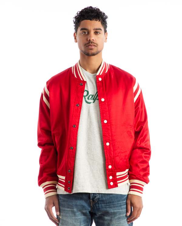 Polo Ralph Lauren Polo Ball Satin Varsity Jacket - red | Garmentory