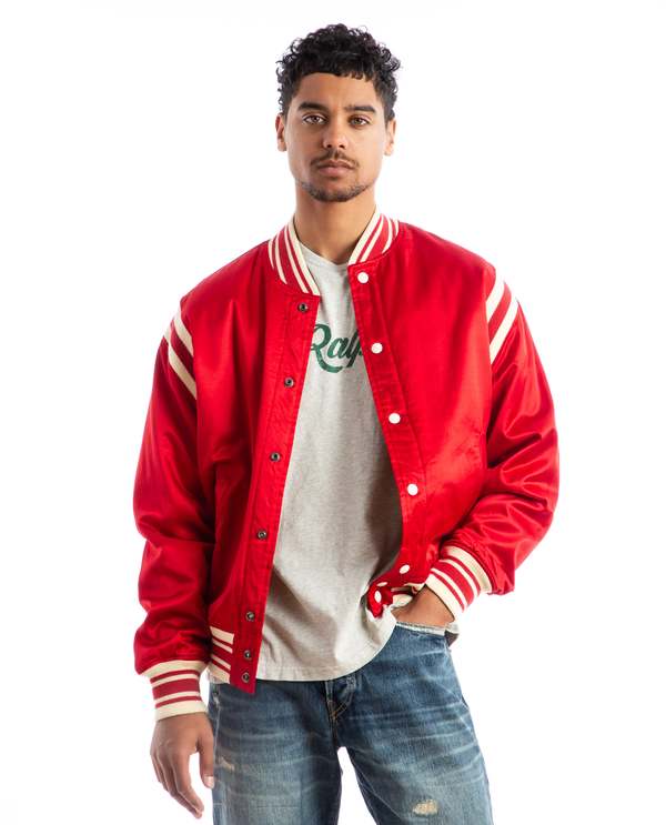 Polo Ralph Lauren Polo Ball Satin Varsity Jacket - red | Garmentory