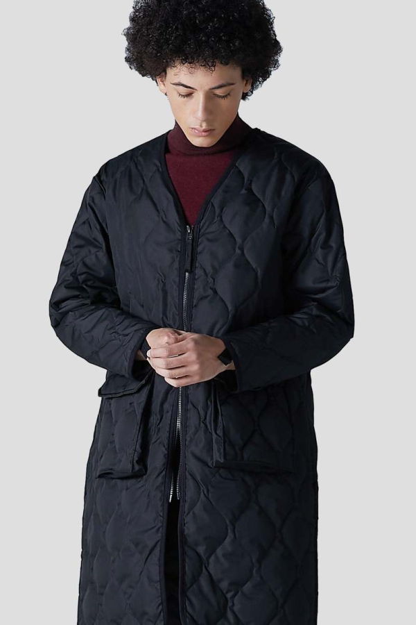 TAION Down Quilted Long Jacket - black