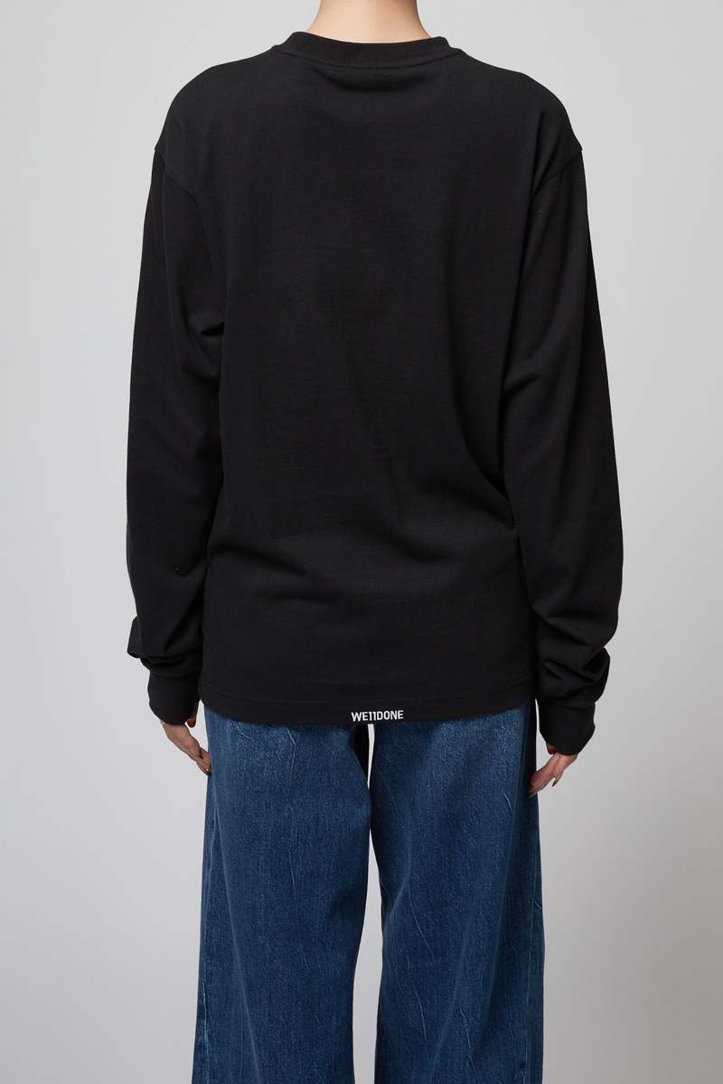 【関税込み】We11done ブラック Pearl Bear 長袖Tシャツ we11done BLACK PEARL BEAR LONG-SLEEVED T SHIRT - BLACK