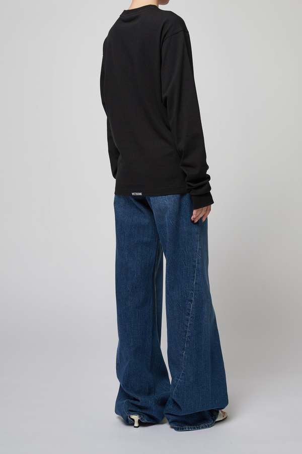 we11done BLACK PEARL BEAR LONG-SLEEVED T SHIRT - BLACK