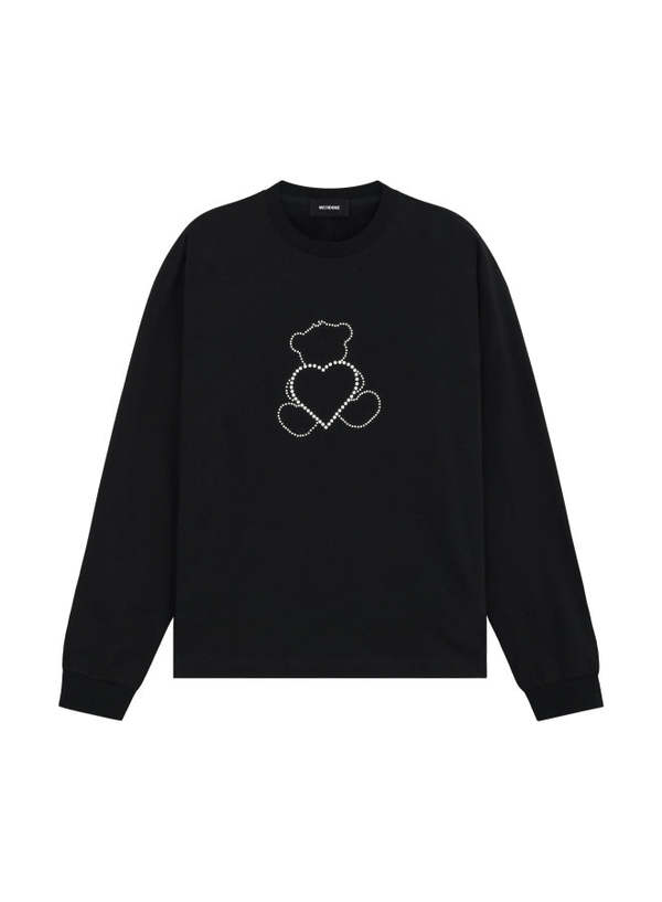 【関税込み】We11done ブラック Pearl Bear 長袖Tシャツ we11done BLACK PEARL BEAR LONG-SLEEVED T SHIRT - BLACK