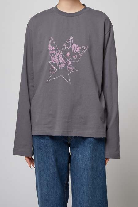 【関税込み】We11done ブラック Pearl Bear 長袖Tシャツ we11done BLACK PEARL BEAR LONG-SLEEVED T SHIRT - BLACK