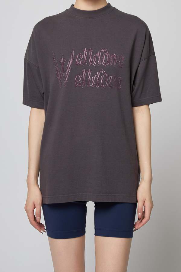 We11done Logo Rhinestone Short-sleeved T-shirt - Dark Grey