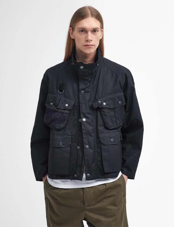 Barbour Heritage Modified Dryfly Waxed Jacket - Black | Garmentory