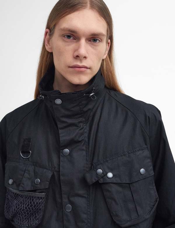 Barbour Heritage Modified Dryfly Waxed Jacket - Black | Garmentory