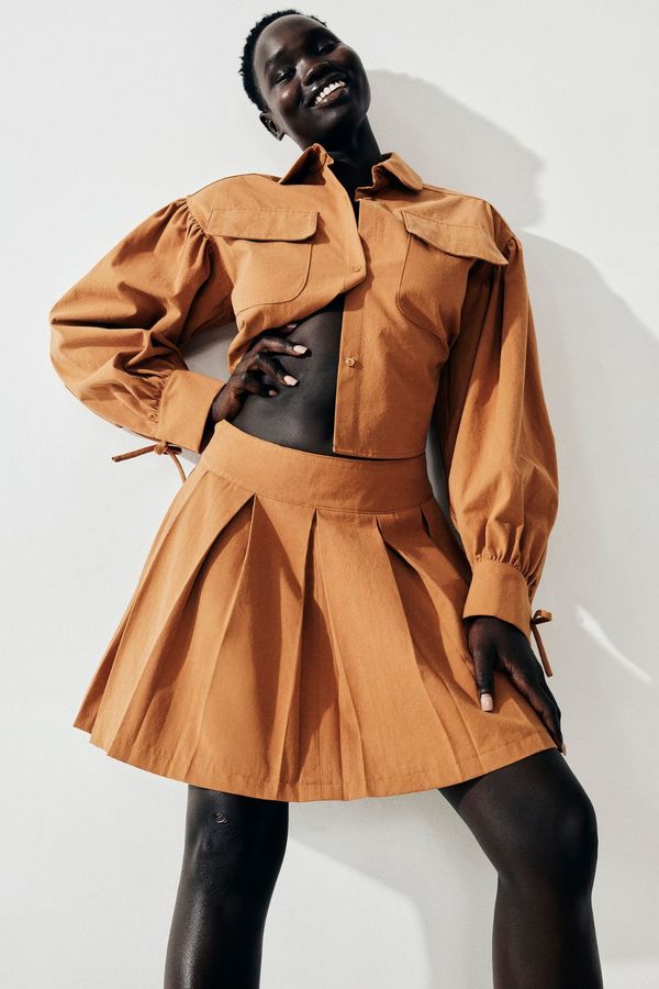 Eliza Faulkner Portia Pleated Mini Skirt - Camel