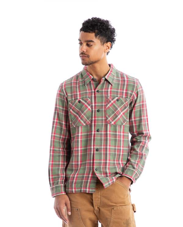 RRL Monterey Camp Shirt - Sage/Red Plaid | Garmentory