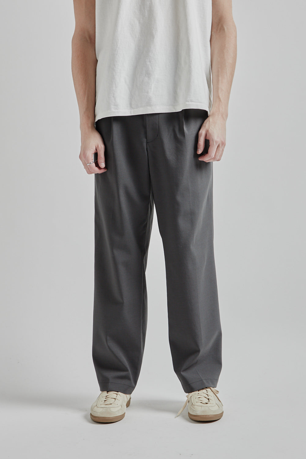 Goldwin One Tuck Straight Pants - Asphalt | Garmentory