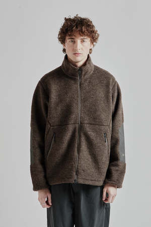 Goldwin Wool Boa Fleece Full Zip Jacket - Mix Brown | Garmentory