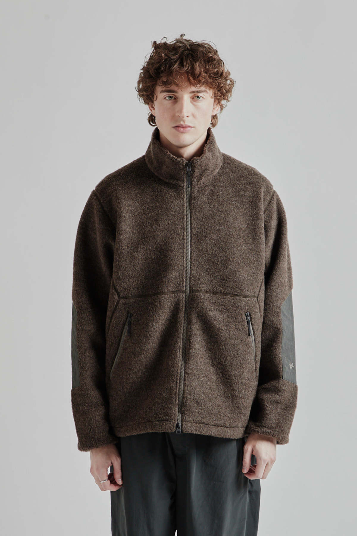 Goldwin Wool Boa Fleece Full Zip Jacket - Mix Brown | Garmentory