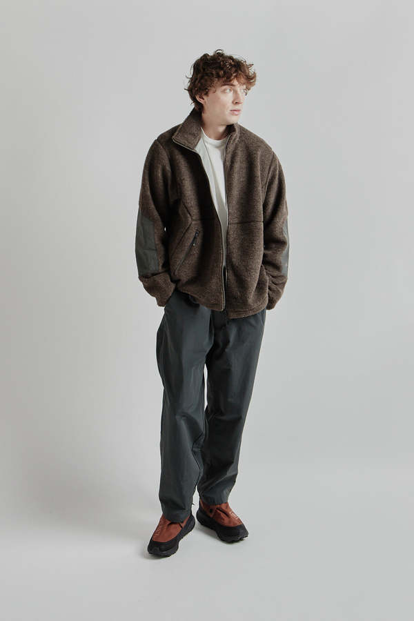 Goldwin Wool Boa Fleece Full Zip Jacket - Mix Brown | Garmentory