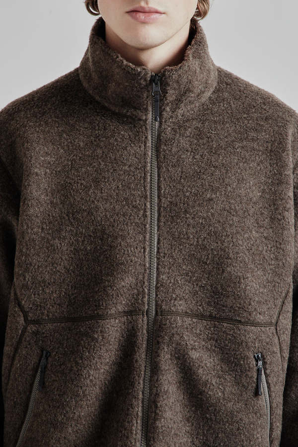 Goldwin Wool Boa Fleece Full Zip Jacket - Mix Brown | Garmentory