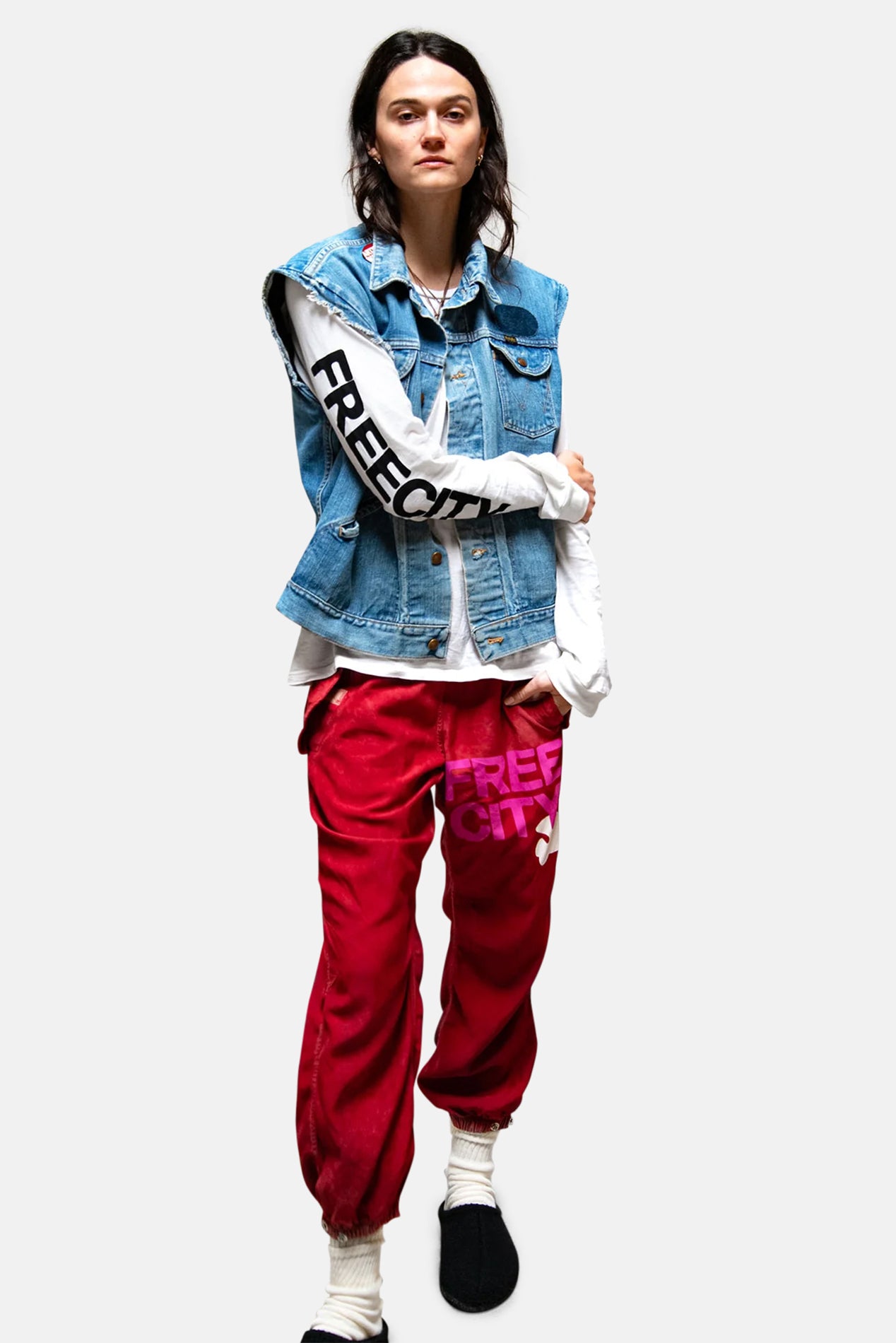 FreeCity LARGE Flap/Snap Matte/Satin Airjump Pant - Red Plant