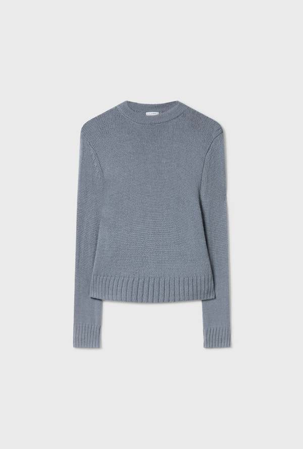 Silk Laundry Alpaca Cropped Crewneck - Storm