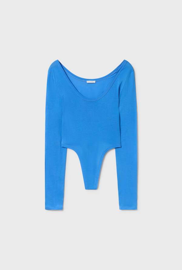 Silk Laundry Cutaway Long Sleeve Bodysuit - Wave Silk Laundry Cutaway Long Sleeve Bodysuit - Wave