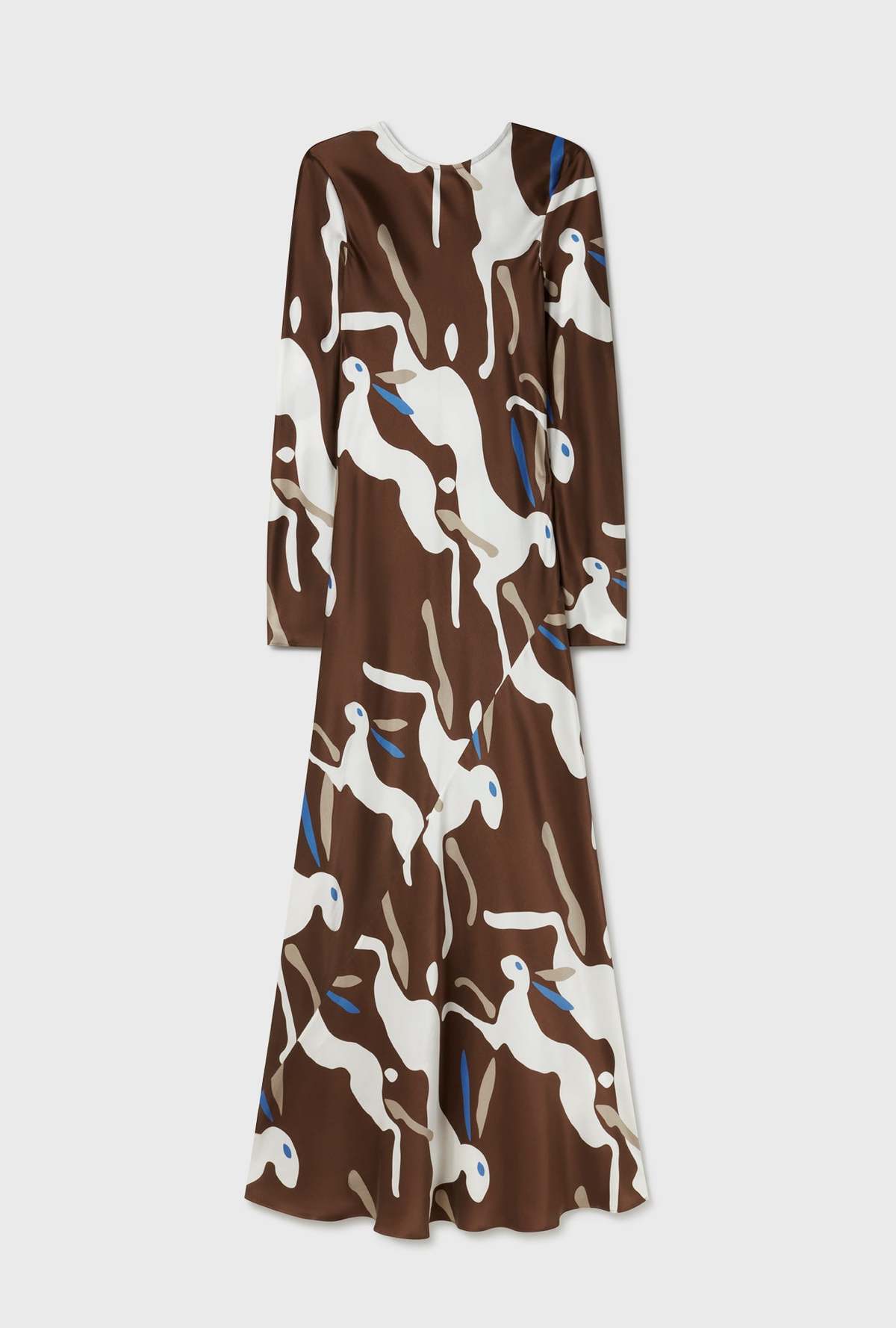 Silk Laundry Full Sleeve Bias Dress - Rabbit Dark Earth - Image 4 of 6