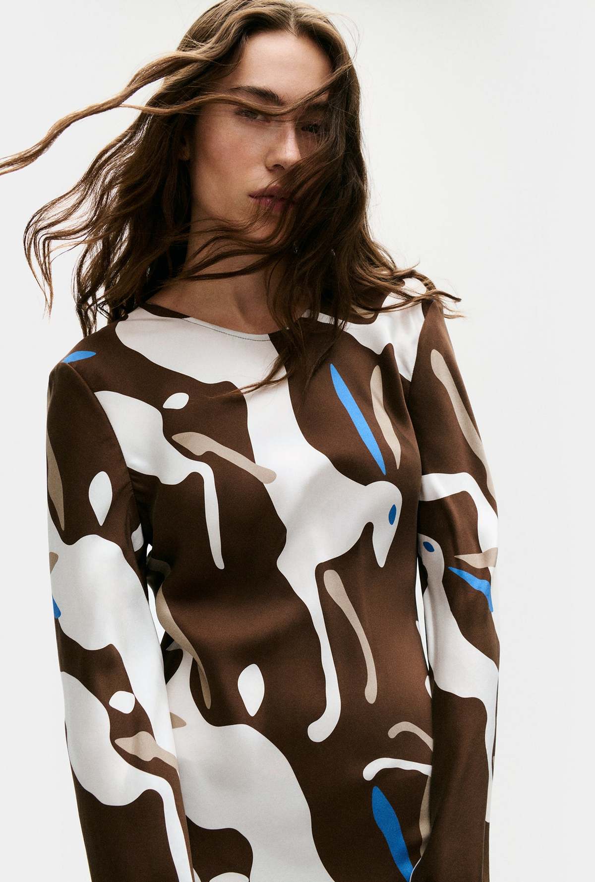 Silk Laundry Full Sleeve Bias Dress - Rabbit Dark Earth - Image 5 of 6