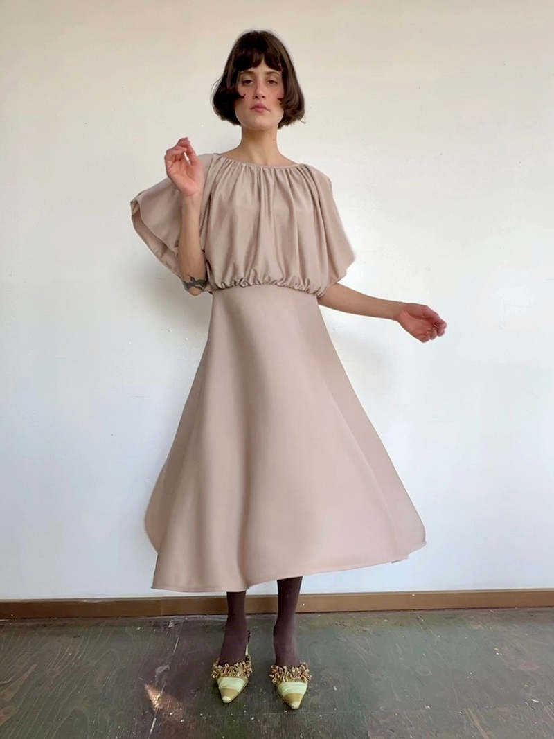 Flowy 70s Disco Dress - Mocha on Garmentory Flowy 70s Disco Dress - Mocha on Garmentory