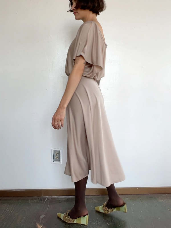 Flowy 70s Disco Dress - Mocha | Garmentory