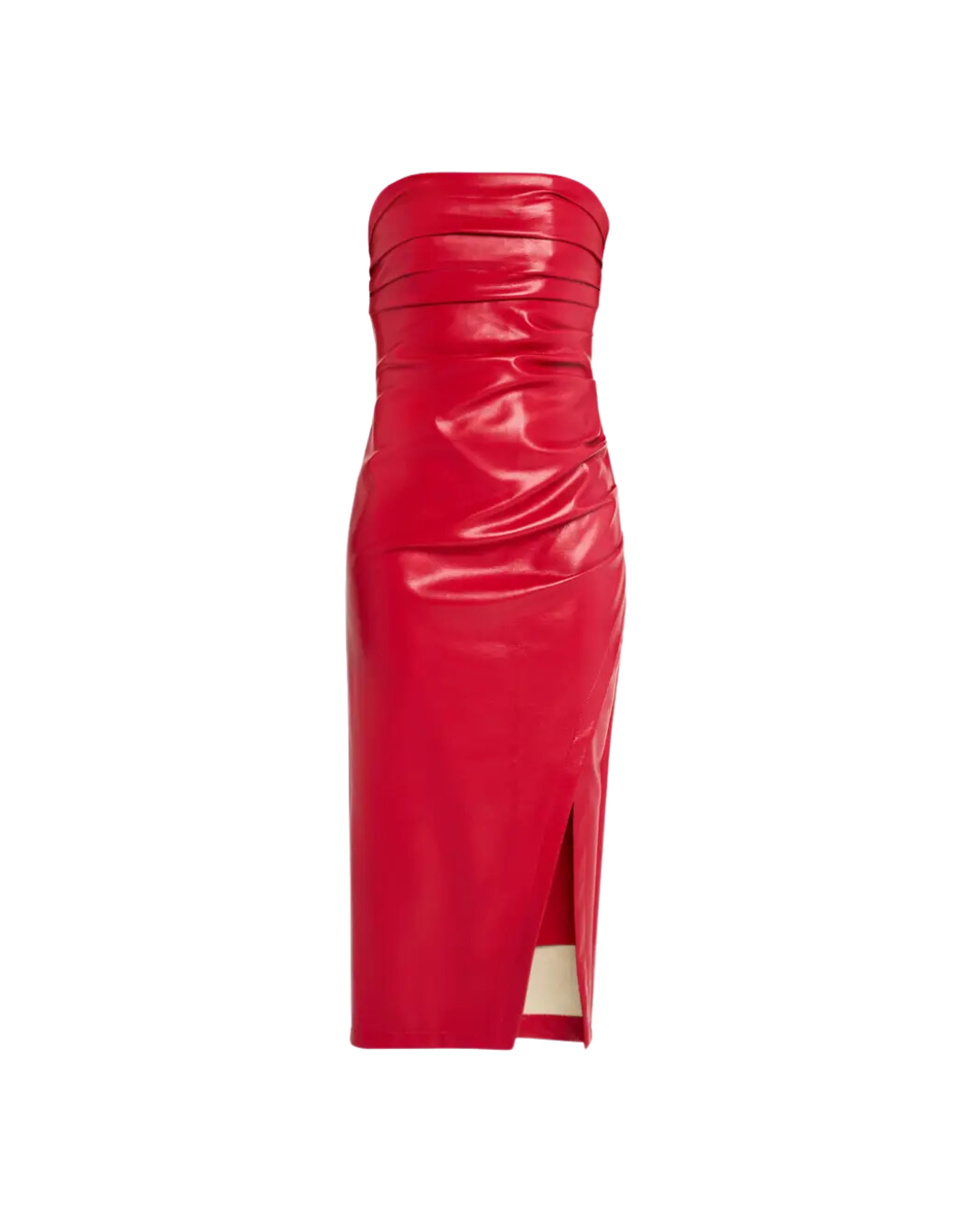 strapless open back dress House of CB Juliana Burgundy Leather Midi Dress – The Style Vault