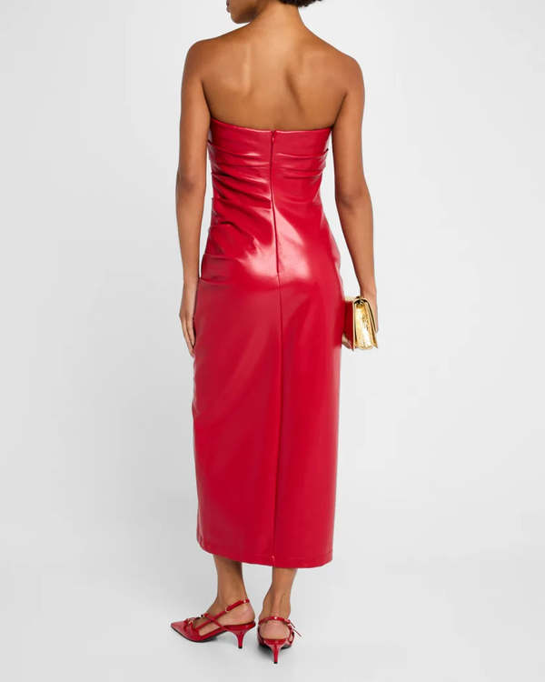 Cinq A Sept Adira Vegan Leather Dress - Red Currant