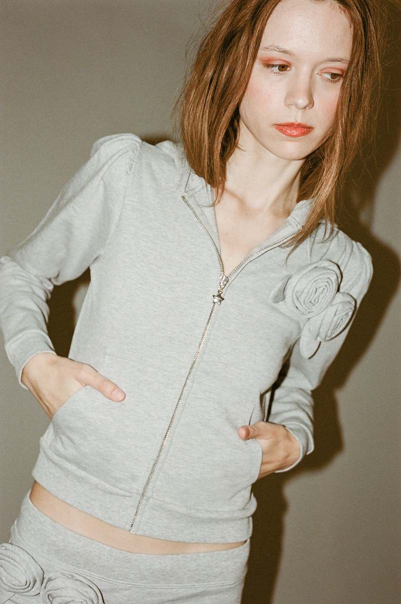 Sandy Liang Sookie Hoodie - Heather Grey | Garmentory