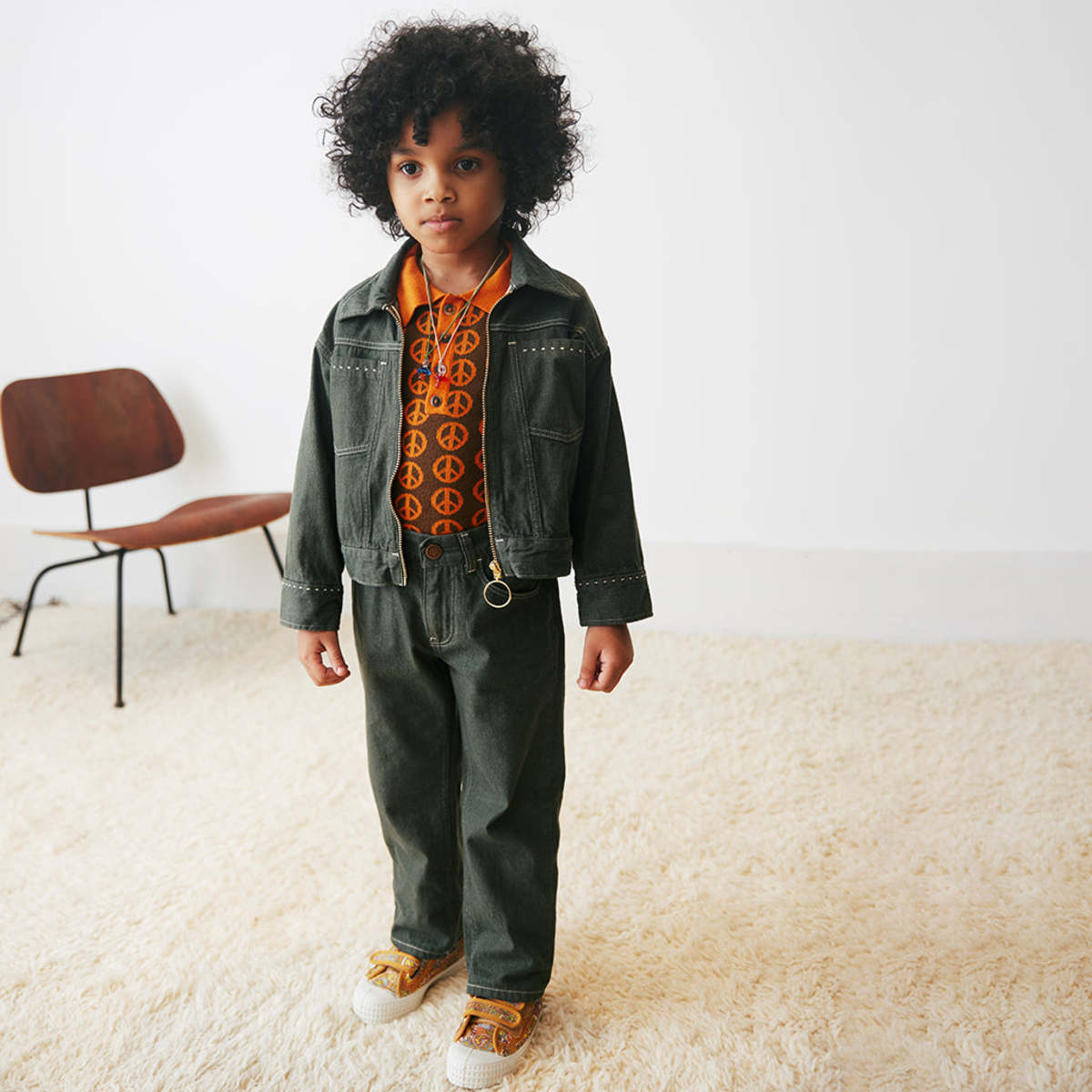 Misha & Puff Child Zip Jacket Sage Green Denim | Garmentory
