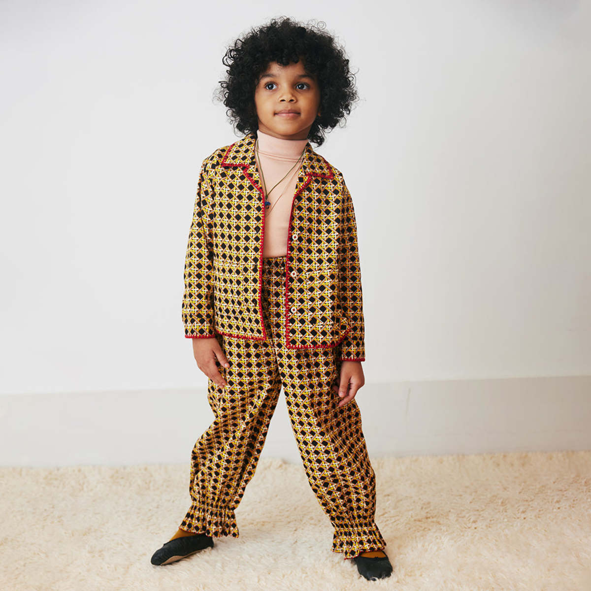 Misha＆Puff / Zuzu Pant Licorice Lattice Misha & Puff Child Zuzu Pants Licorice Black Lattice Print