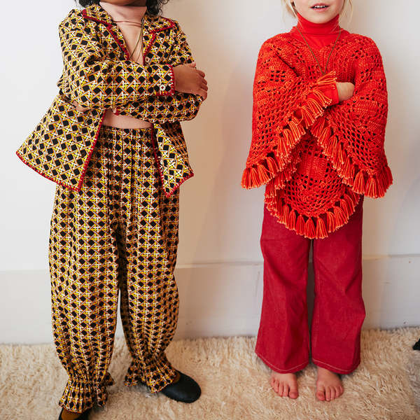 Misha & Puff Child Zuzu Pants Licorice Black Lattice Print