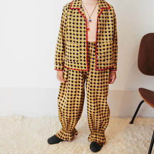 お*ぱ様 【新品未使用】 Misha&Puff A-pant lattice Misha & Puff Child Zuzu Pants Licorice Black Lattice Print