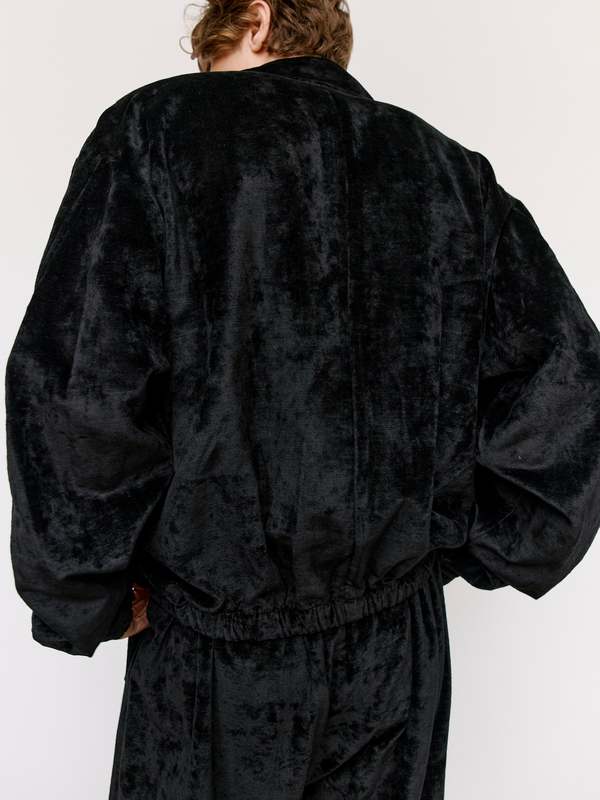 Gabriela Coll Garments Velvet Cotton Zipper Jacket - Black