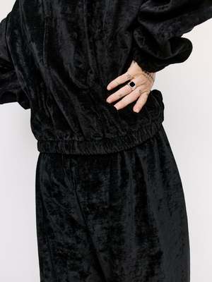 Gabriela Coll Garments Velvet Cotton Zipper Jacket - Black