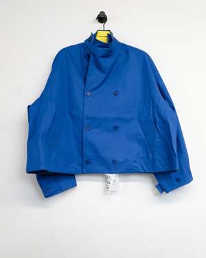 Gabriela Coll Garments Waxed Cropped Oversized Coat - Blue
