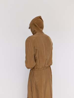 Gabriela Coll Garments Cupro Double Hooded Jacket - Brown | Garmentory