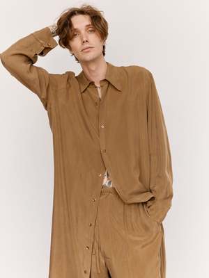 Gabriela Coll Garments Cupro Longsleeve Shirt Dress - Brown