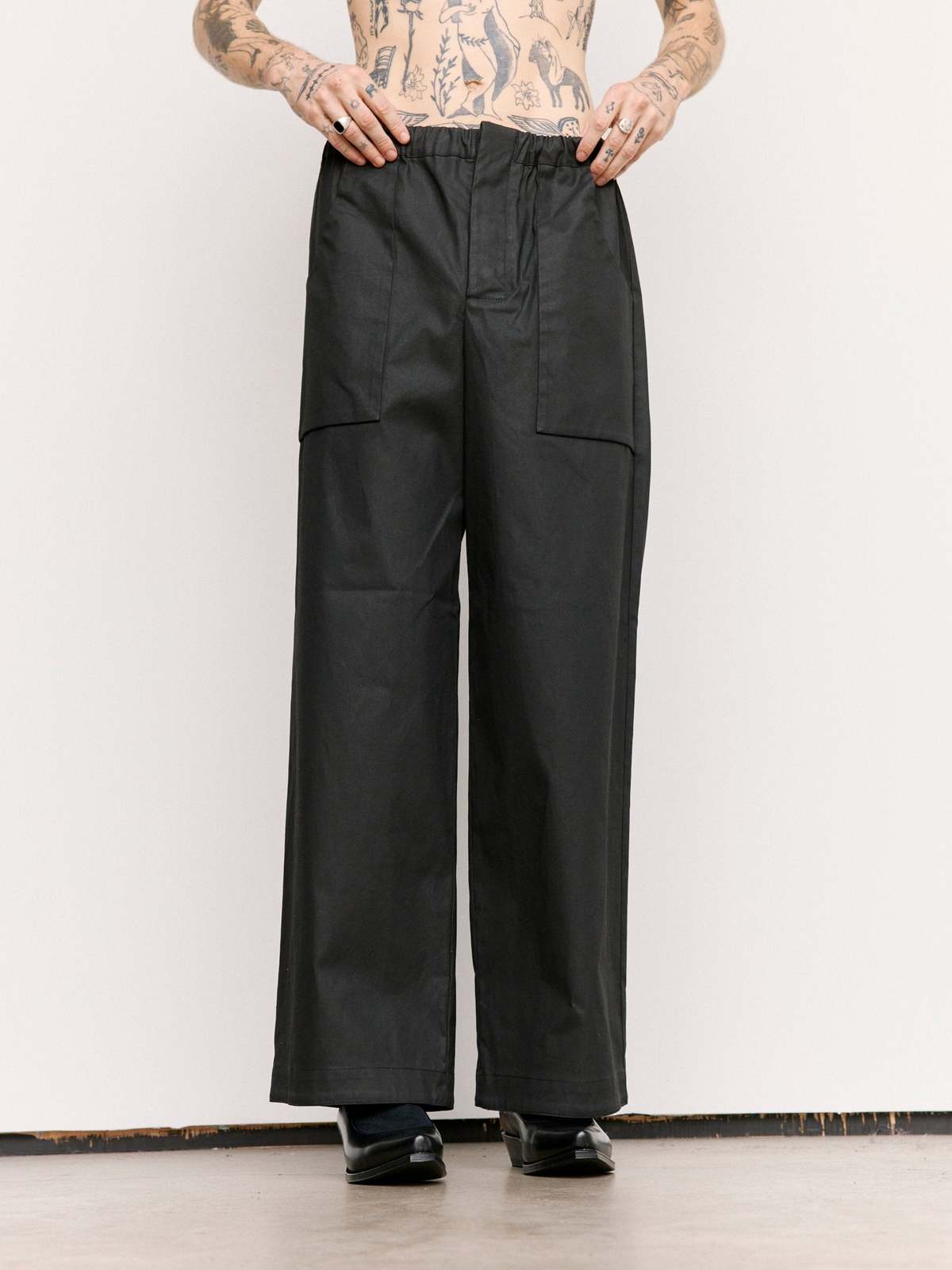 Gabriela Coll Garments Coated Cotton Twill Pocket Trousers - Black