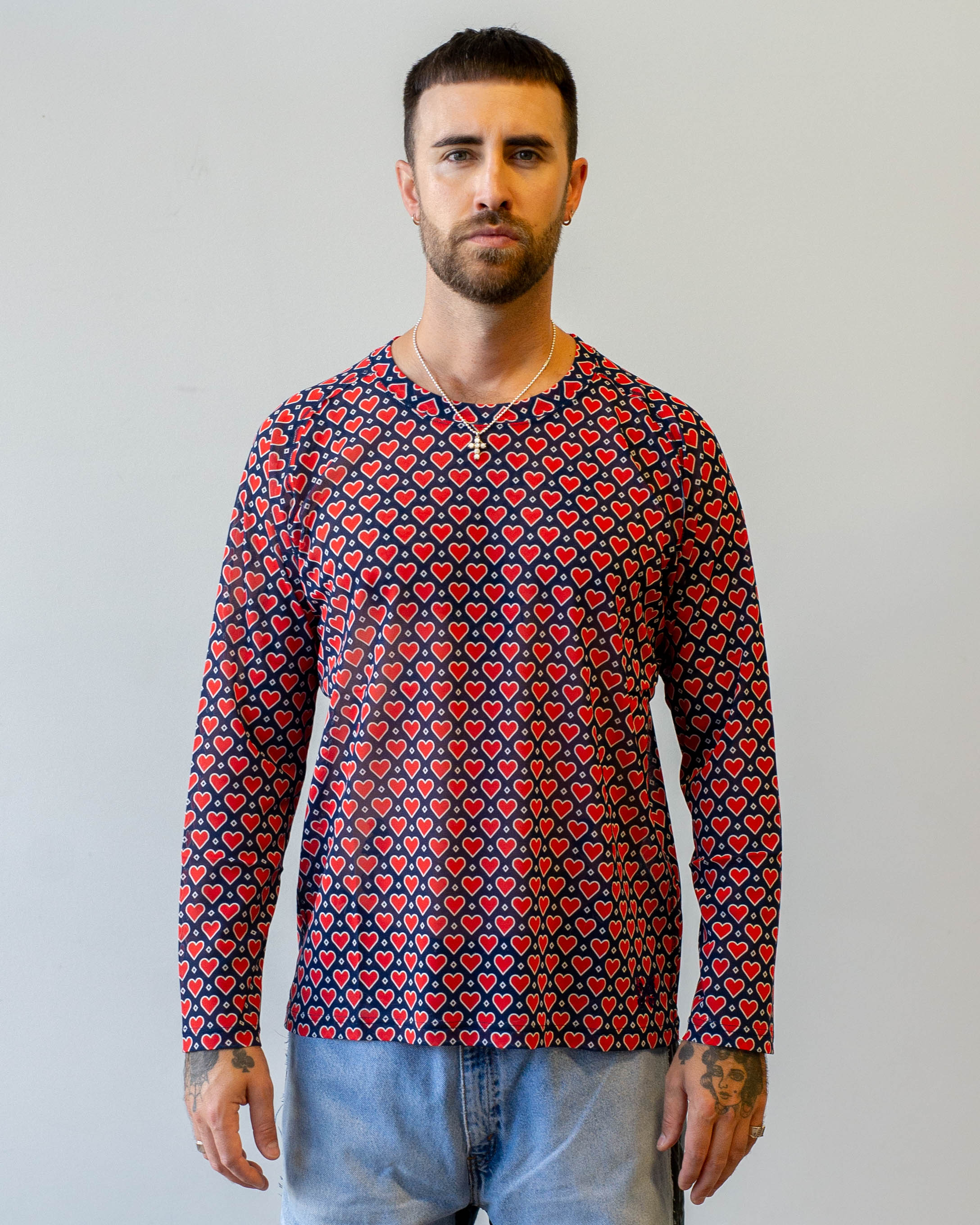 21SS NEEDLES L/S U Neck Tee Poly Mesh 総柄 NEEDLES(ニードルズ) L/S U NECK TEE-Poly Mesh 長袖 Uネック T