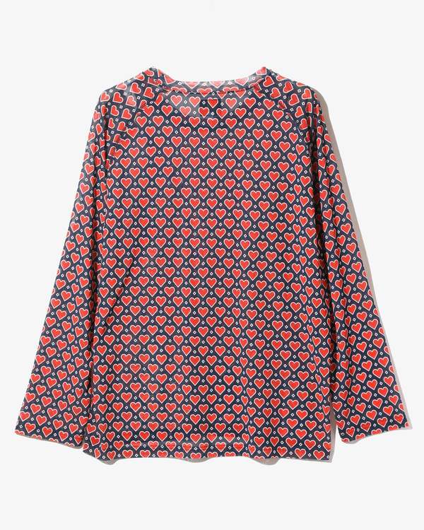 トップス Needles L/S U Neck Tee - Poly Mesh Needles L/S U Neck Poly Mesh Printed Tee - Navy/Heart | Garmentory