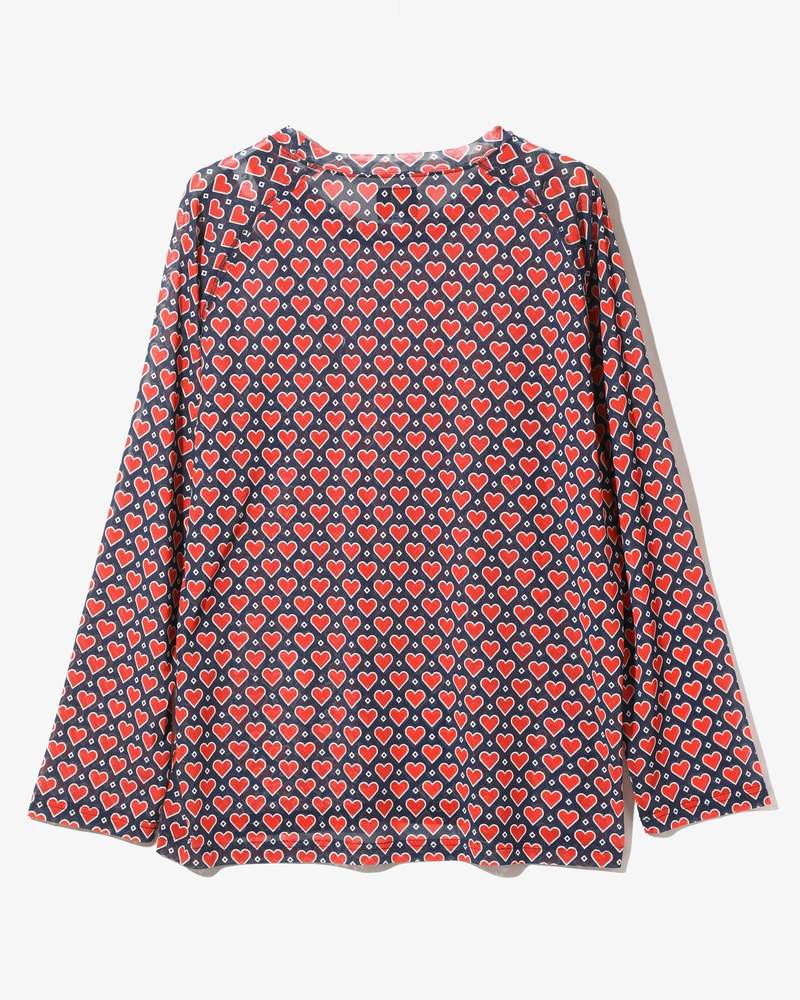 Needles L/S U Neck Poly Mesh Printed Tee - Navy/Heart