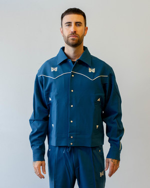 Needles PE/PU Double Cloth Piping Cowboy Jac - Marine Blue Needles PE/PU Double Cloth Piping Cowboy Jac - Marine Blue