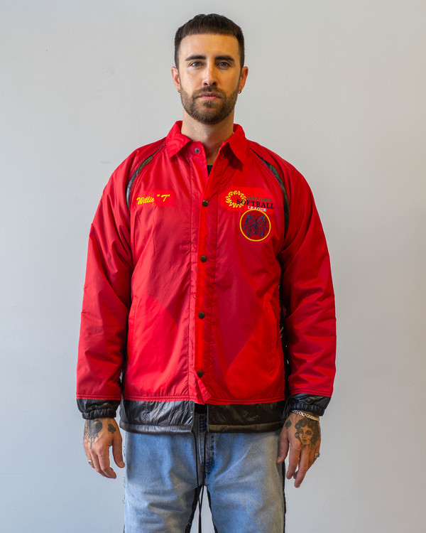 Needles Coach Jacket Covered Jacket - Red | Garmentory Needles Coach Jacket Covered Jacket - Red | Garmentory