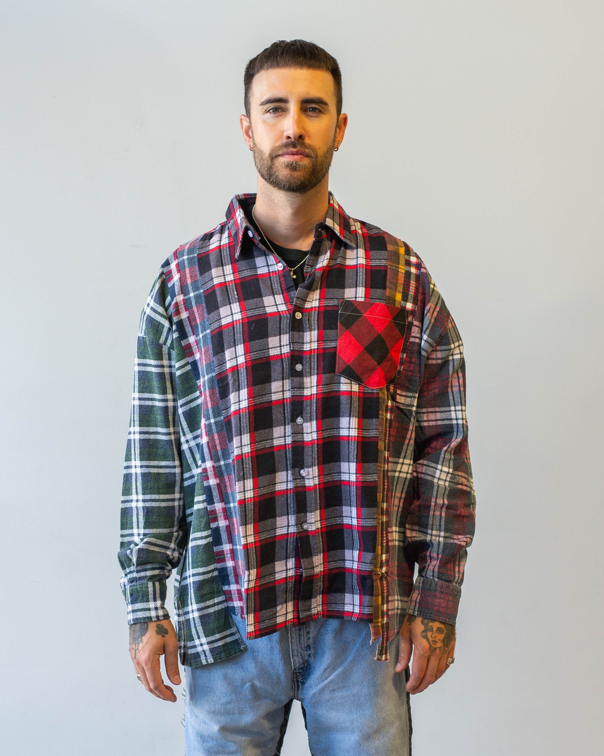 Needles Flannel Shirt 7 Cuts Wide Shirt A | Garmentory