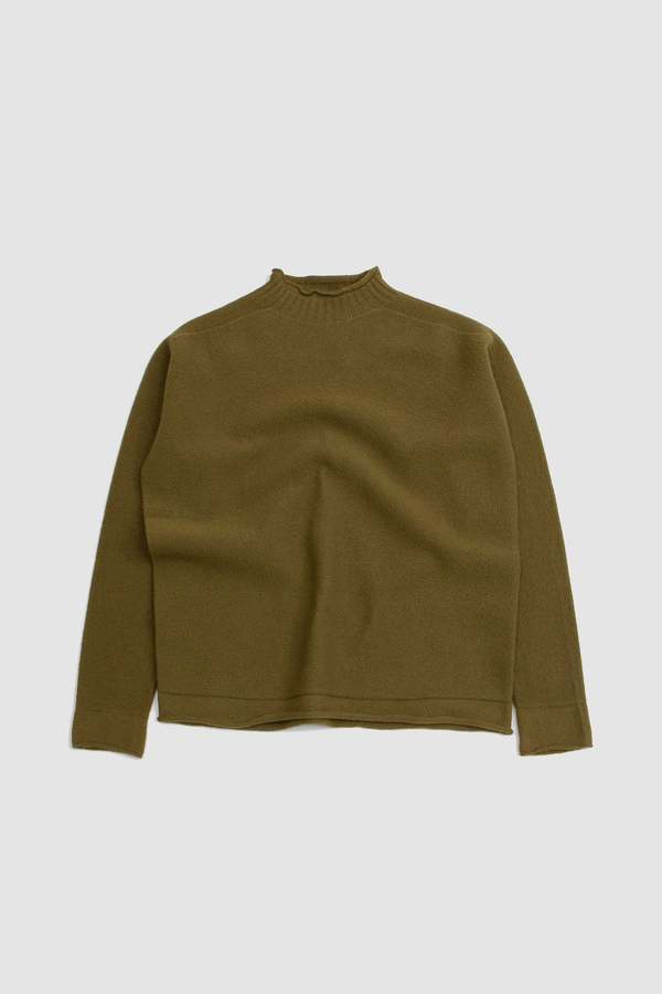 Margaret Howell Wool Felted Guernsey Sweater - Fresh Olive