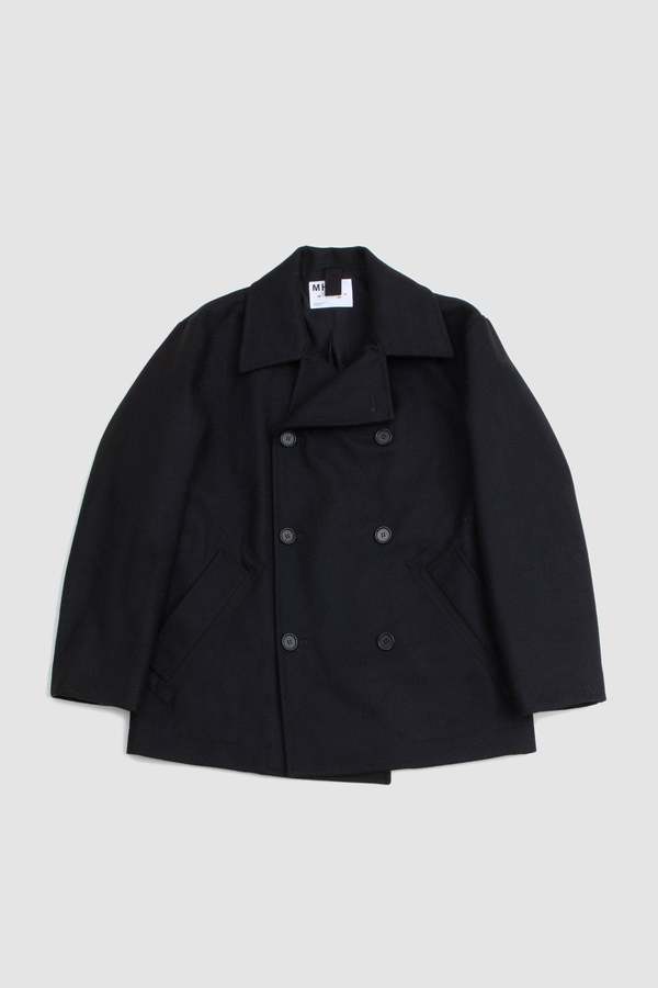 MHL. COARSE WOOL MELTON ブラック L ピーコート MHL Pea Coat Coarse Melton Wool Black – Neighbour
