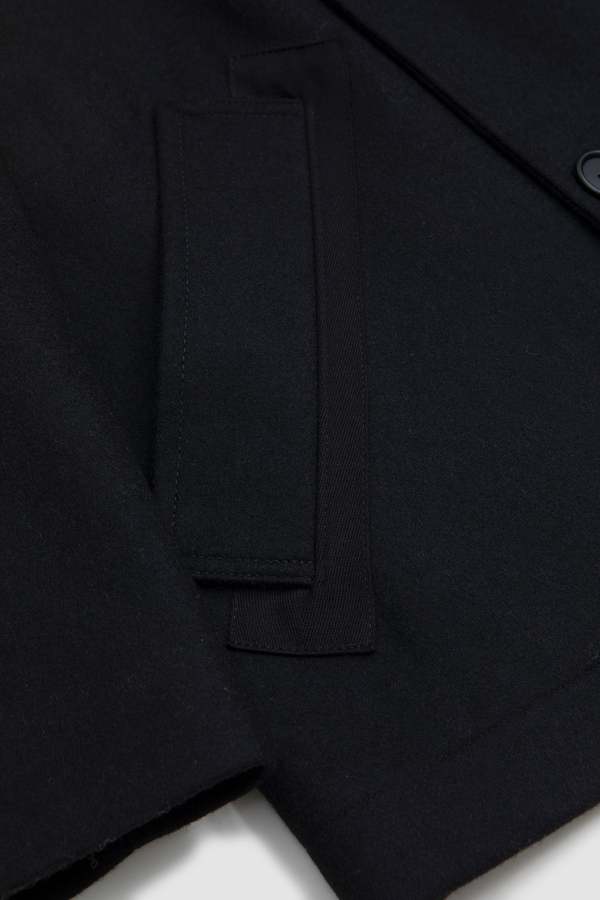 Margaret Howell Coarse Wool Melton Pea Coat - Black | Garmentory