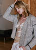 Autumn Cashmere Shaker V Neck Cardi w/ Diamond - Pebble/Pepper - Thumbnail 1