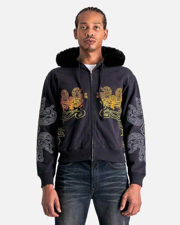 Acne Studios ロゴワッペンスウェット　ユニセックス Acne Studios Fupiter Zip Logowings Hooded Sweatshirt - Black