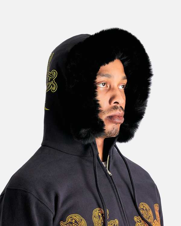 Acne Studios Fupiter Zip Logowings Hooded Sweatshirt - Black