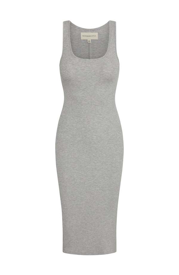 The Standard Stitch The Scoop Neck Midi Dress - Heather Grey The Standard Stitch The Scoop Neck Midi Dress - Heather Grey
